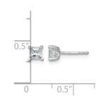 14k White Gold 3/4 carat Lab Grown Diamond VS/SI+ G+ Princess Complete Four Prong Stud Earrings - Image 4