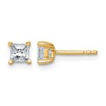 14k 3/4 carat Certified Lab Grown Diamond VS+ F+ Princess Complete Four Prong Stud Earrings