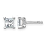 14k White Gold 1 1/2 carat Lab Grown Diamond VS+ F+ Princess Complete Four Prong Stud Earrings