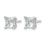 14k White Gold 2 carat Certified Lab Grown Diamond VS+ F+ Princess Complete Four Prong Stud Earrings - Image 2
