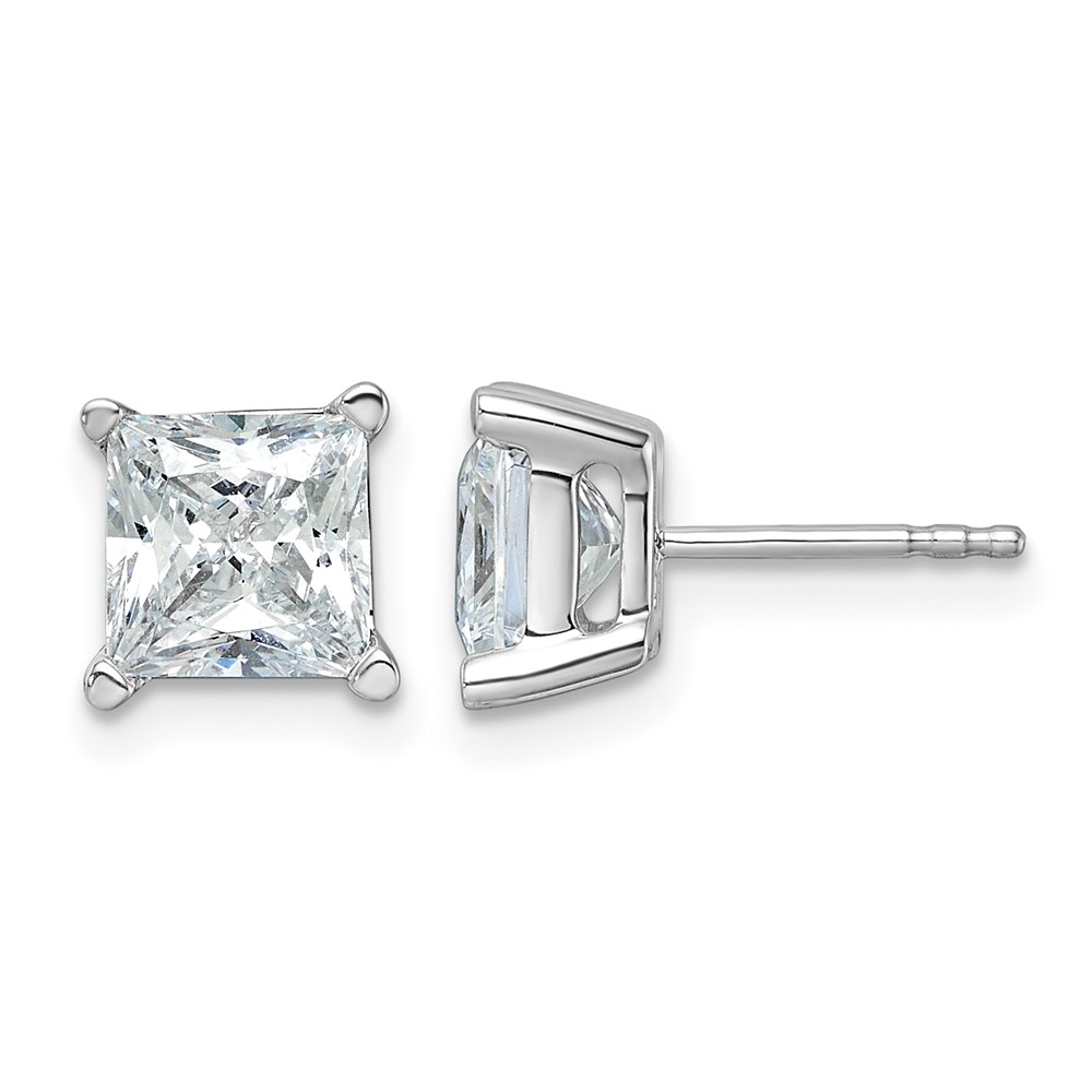 EM1018-400-WAA-1.jpg 14k White Gold 4 carat Certified Lab Grown Diamond VS/SI+ G+ Princess Complete Four Prong Stud Earrings - Image 1