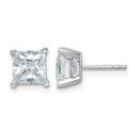 14k White Gold 4 carat Lab Grown Diamond VS/SI+ G+ Princess Complete Four Prong Stud Earrings