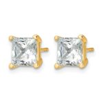 14k 4 carat Certified Lab Grown Diamond VS/SI+ G+ Princess Complete Four Prong Stud Earrings - Image 2