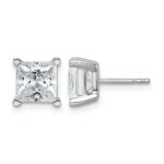 14k White Gold 5 carat Certified Lab Grown Diamond VS/SI+ G+ Princess Complete Four Prong Stud Earrings