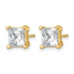 14k 5 carat Lab Grown Diamond VS/SI+ G+ Princess Complete Four Prong Stud Earrings - Image 2