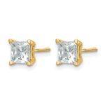 14k 1 1/2 carat Certified Lab Grown Diamond VS+ F+ Princess Complete Four Prong Screwback Stud Earrings - Image 2