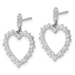 14k White Gold 1 carat Lab Grown Diamond VS/SI+ G+ Complete Dangle Heart Post Earrings - Image 2