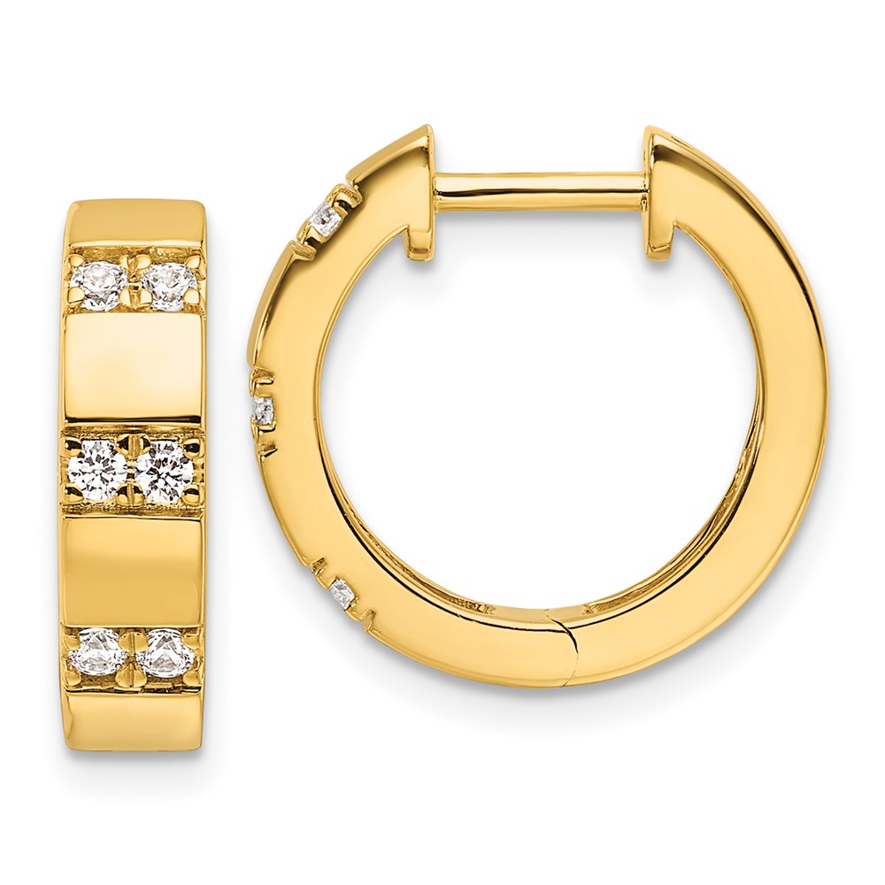 EM10221-030-YAA.jpg 14k 1/3 carat Lab Grown Diamond VS/SI+ G+ Complete Fashion Hinged Hoop Earrings - Image 1