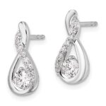 14K White Gold Polished 5/8 carat Diamond Teardrop Post Earrings - Image 2