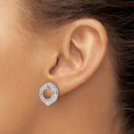 14k White Gold 1 carat Lab Grown Diamond VS/SI+ G+ Circle Post Earrings - Image 3
