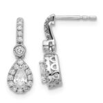 14k White Gold 5/8 carat Lab Grown Diamond VS+ F+ Complete Pear Dangle Post Earrings