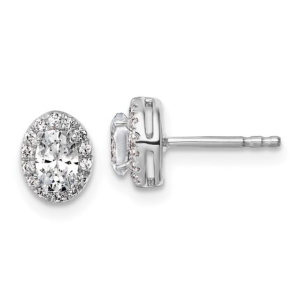 14k White Gold 1/8 carat Lab Grown Diamond VS/SI+ G+ Semi-Mount Oval Halo Earrings