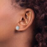 14k White Gold 1/4 carat Lab Grown Diamond VS/SI+ G+ Semi-Mount Oval Halo Earrings - Image 3