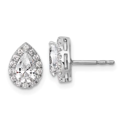 14k White Gold 1/4 carat Lab Grown Diamond VS/SI+ G+ Semi-Mount Pear Halo Earrings