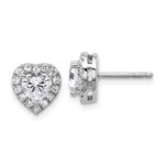 14k White Gold 1/4 carat Lab Grown Diamond VS/SI+ G+ 1/2 Center Semi Mount Halo Heart Post Earrings