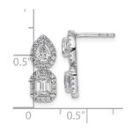 14k White Gold 7/8 carat Lab Grown Diamond VS/SI+ G+ Complete Two Stone Dangle Halo Post Earrings - Image 4