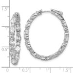 14k White Gold 5 1/4 carat Lab Grown Diamond VS+ F+ Oval and Round Complete In and Out Hoop Earrings - Image 5