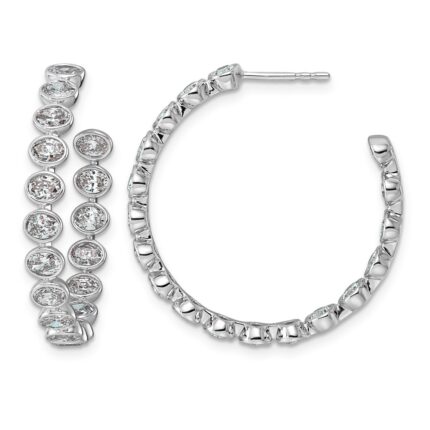 14kw 3 1/5ct Lab Grown Dia VS+ F+ Post East/West Oval Hoop Earrings