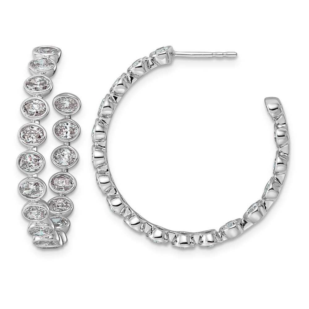 EM12526-320-WAA.jpg 14kw 3 1/5ct Lab Grown Dia VS+ F+ Post East/West Oval Hoop Earrings - Image 1