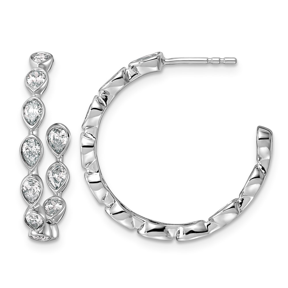 EM12528-150-WAA.jpg 14kw 1 1/2ct Lab Grown Dia VS+ F+ Post Pear Hoop Earrings - Image 1