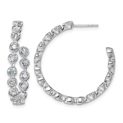 14kw 3 1/3ct Lab Grown Dia VS+ F+ Post Round/Heart Hoop Earrings
