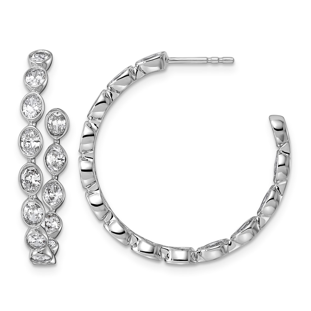 EM12578-250-WAA.jpg 14kw 2 1/2ct Lab Grown Dia VS+ F+ Post Oval Hoop Earrings - Image 1