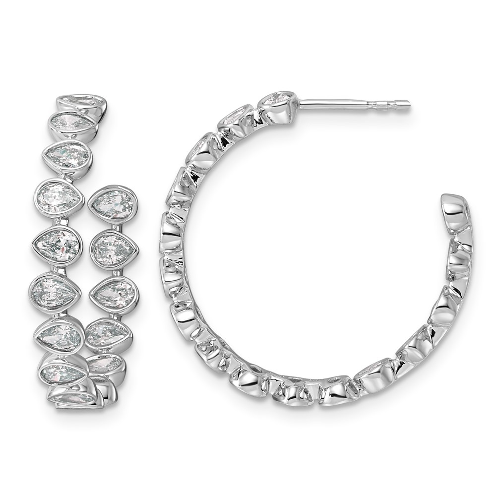 EM12580-225-WAA.jpg 14kw 2 1/4ct Lab Grown Dia VS+ F+ Post East/West Pear Hoop Earrings - Image 1