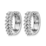 14k White Gold Diamond Hinged Hoop Earrings - Image 2