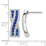 14k White Gold Diamond and Sapphire Fancy Curved -X- Post Earrings - Image 2
