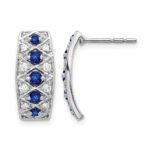 14k White Gold Diamond and Sapphire Fancy Curved Post Earrings