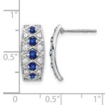 14k White Gold Diamond and Sapphire Fancy Curved Post Earrings - Image 4