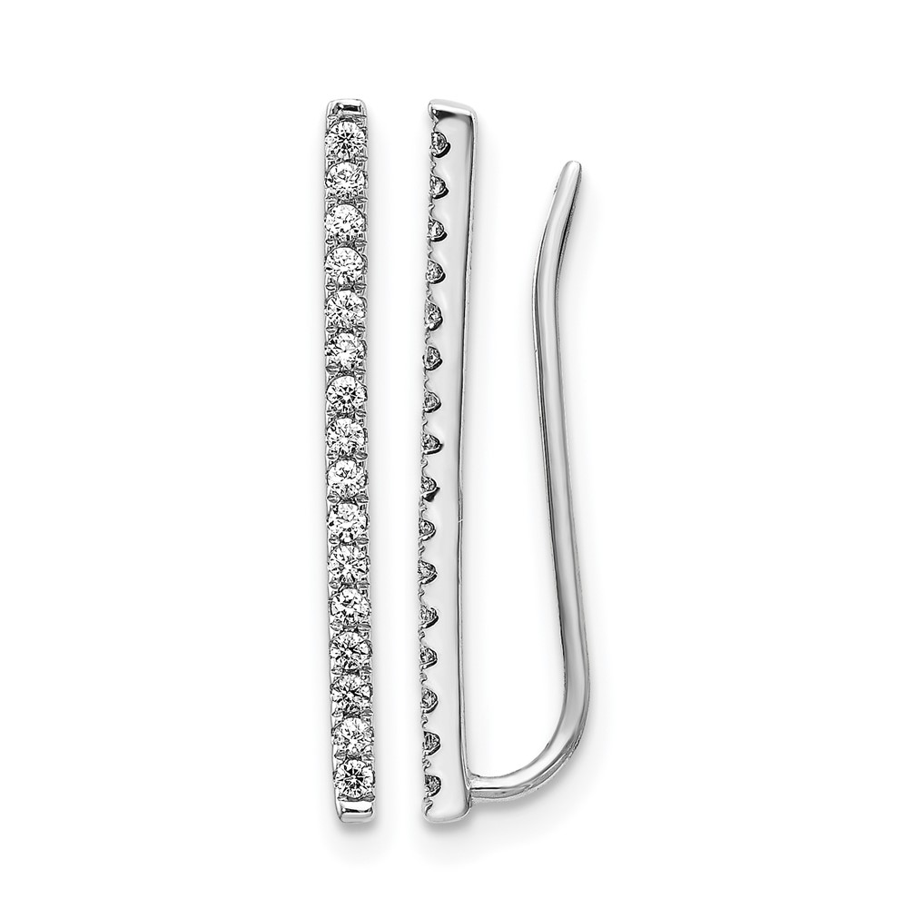 EM3864-025-WA.jpg 14k White Gold 1/4 carat Diamond Bar Fancy Ear Climber Earrings - Image 1