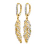 14k Diamond Fancy Feather Leverback Earrings - Image 2