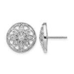 14k White Gold 1/4 carat Diamond Fancy Floral Post Earrings