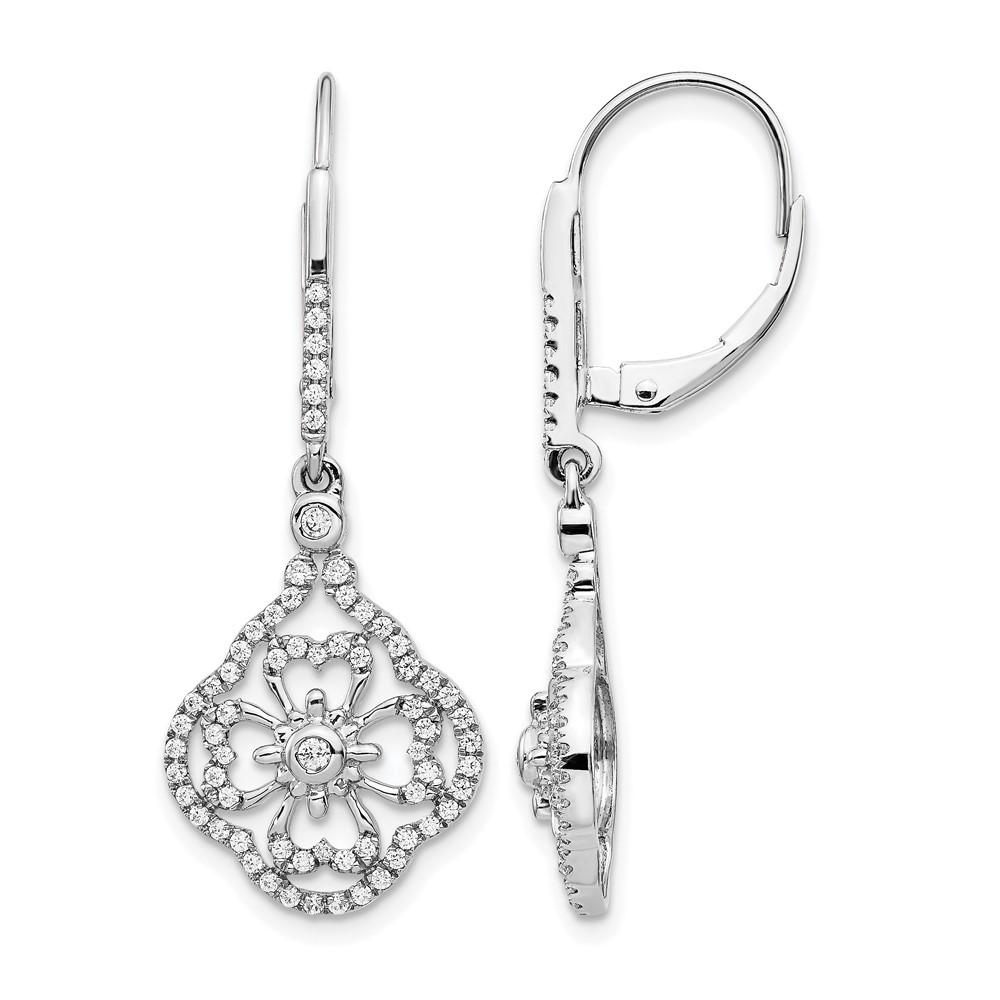 EM3946-055-WA.jpg 14k White Gold 1/2 carat Diamond Fancy Dangle Leverback Earrings - Image 1