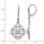 14k White Gold 1 carat Diamond Fancy Dangle Leverback Earrings - Image 2