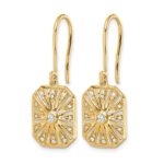 14k 1/5 carat Diamond Vintage-style Dangle Shepherd Hook Earrings - Image 2