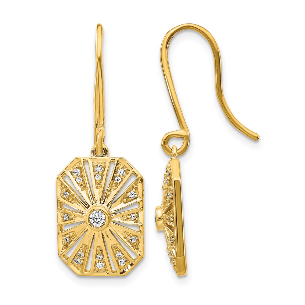 EM3950-020-YA.jpg 14k 1/5 carat Diamond Vintage-style Dangle Shepherd Hook Earrings - Image 1