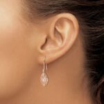 14k White Gold 1/5 carat Diamond Vintage-style Dangle Shepherd Hook Earrings - Image 3