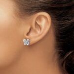 14k White Gold Diamond Butterfly Earrings - Image 3