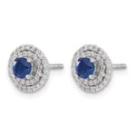 14k White Gold Double Row Diamond Halo Jackets and 4mm Sapphire Stud Earrings - Image 2