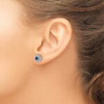 14k White Gold Double Row Diamond Halo Jackets and 4mm Sapphire Stud Earrings - Image 3