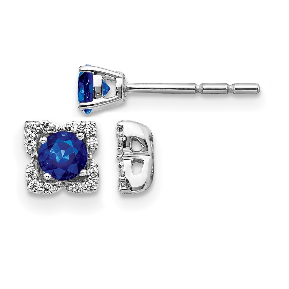 EM4022-SA-010-WA.jpg 14k White Gold Diamond Square Jackets and 4mm Sapphire Stud Earrings - Image 1