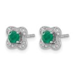 14k White Gold Diamond Square Jackets and 4mm Emerald Stud Earrings - Image 2