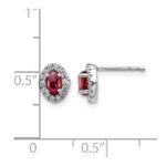 14k White Gold Diamond and Cabochon Garnet Earrings - Image 4