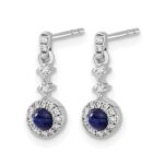 14k White Gold 1/6 carat Lab Grown Diamond VS/SI+ G+ and Cabochon Created Sapphire Complete Dangle Post Earrings - Image 2