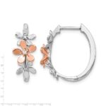 14k Rose and White Gold Diamond Earrings - Image 4