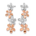 14k Rose and White Gold Diamond Earrings - Image 2