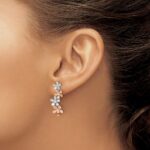 14k Rose and White Gold Diamond Earrings - Image 3