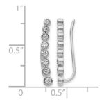 14k White Gold 3/8 carat Diamond Bezel Graduated Ear Climber Earrings - Image 4